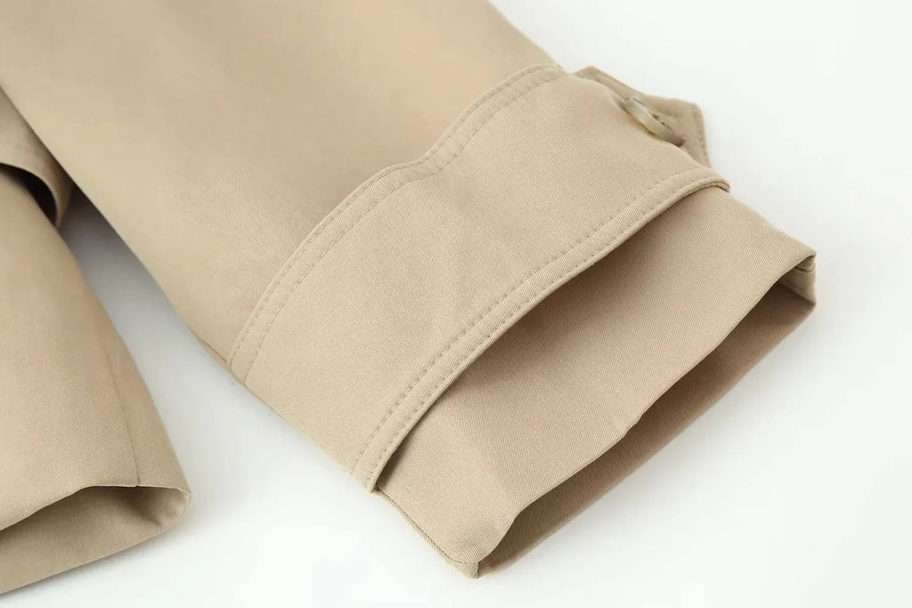 Women Vintage Chic Trench Khaki Coat Women Solid Stand Collar Double Breasted Belt Bow Coat Female Fashion Spring Summer Outwear