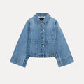 Women's Summer 2026 New Long Sleeve Collared Short Denim Jacket Outerwear Standard Fit Commute Style Single Piece Button Closure