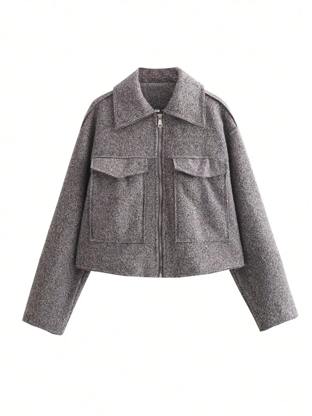 HH Women Elegant Solid Coat Front Pocket Zipper Long Sleeve Jacket Autumn Winter Casual High Street Party Vacation Outerwear