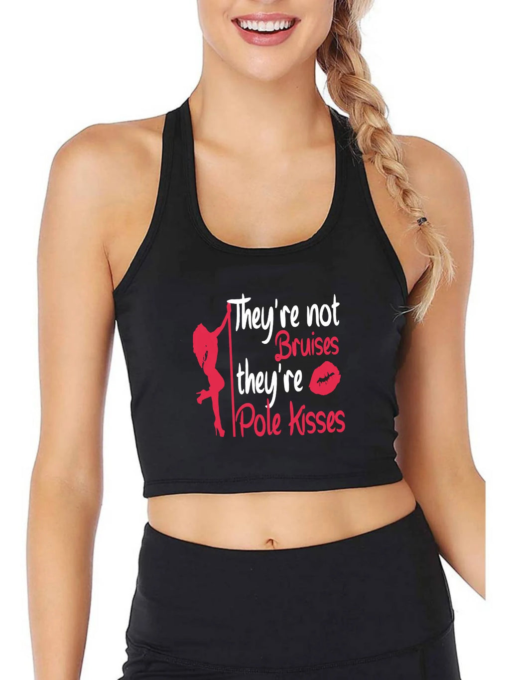 They're Not Bruises They're Pole Kisses Printed Cotton Tank Top Pole Dancer Funny Sexy Training Crop Top Gym Fitness Camisole
