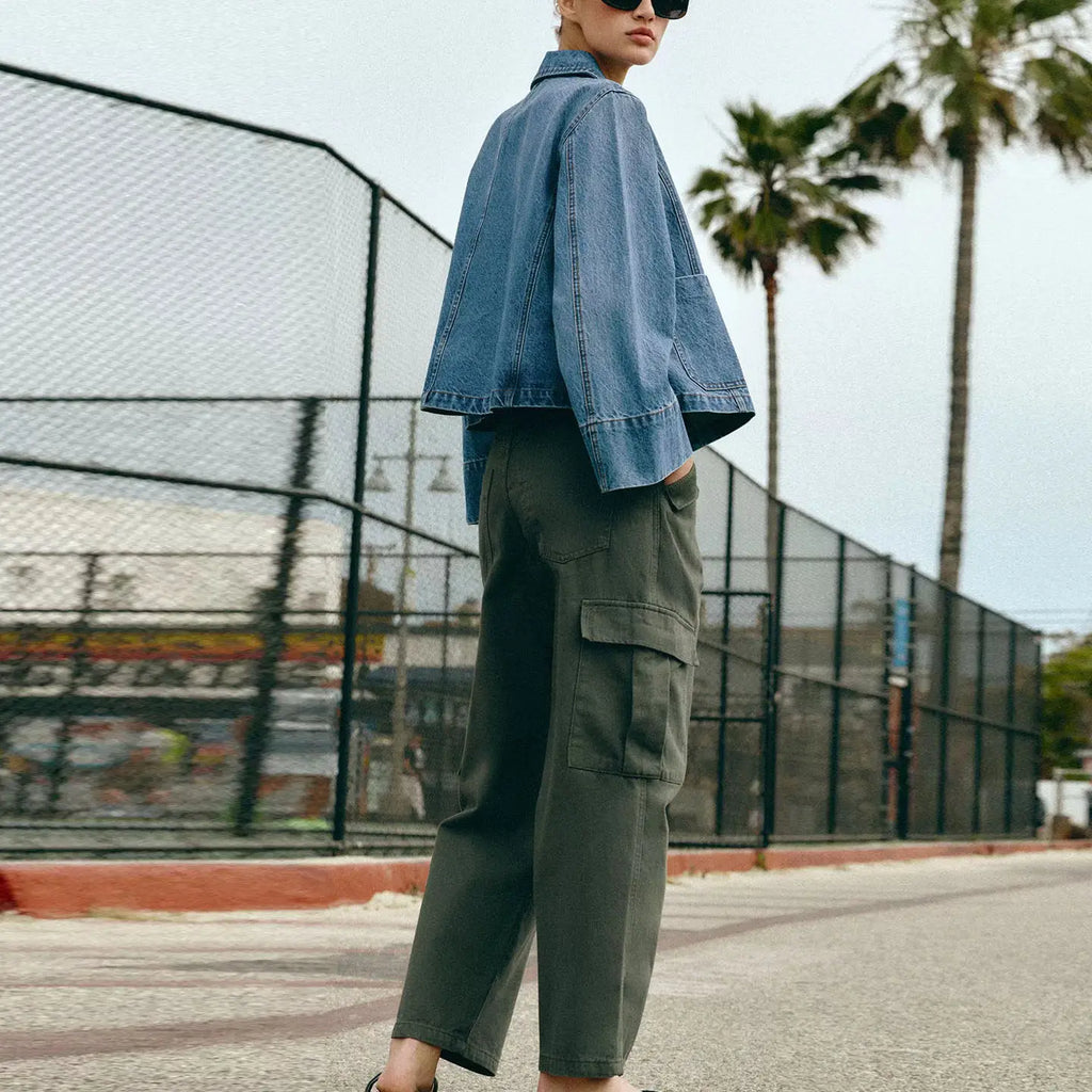Women's Summer 2026 New Long Sleeve Collared Short Denim Jacket Outerwear Standard Fit Commute Style Single Piece Button Closure