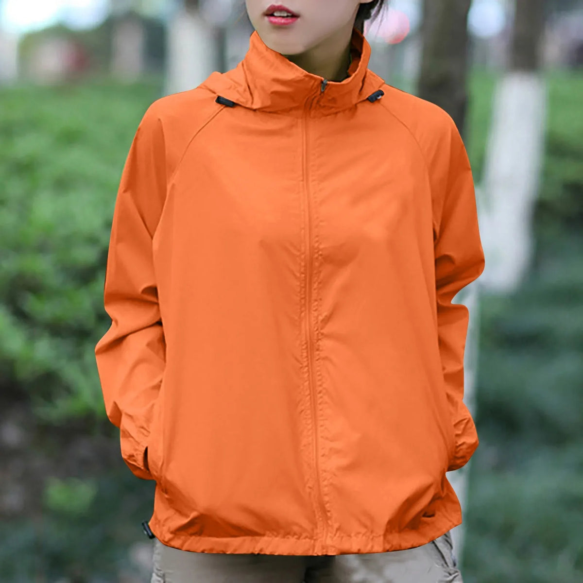 Fashionable And Basics Solid Colored Hooded Long Sleeved Jacket Windbreaker Waterproof Sun Jacket Outdoor Sports Climbing Trench