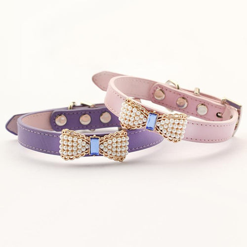 armipet Pearl Bow Dog Collar Pets Puppy Princess Collars For Dog